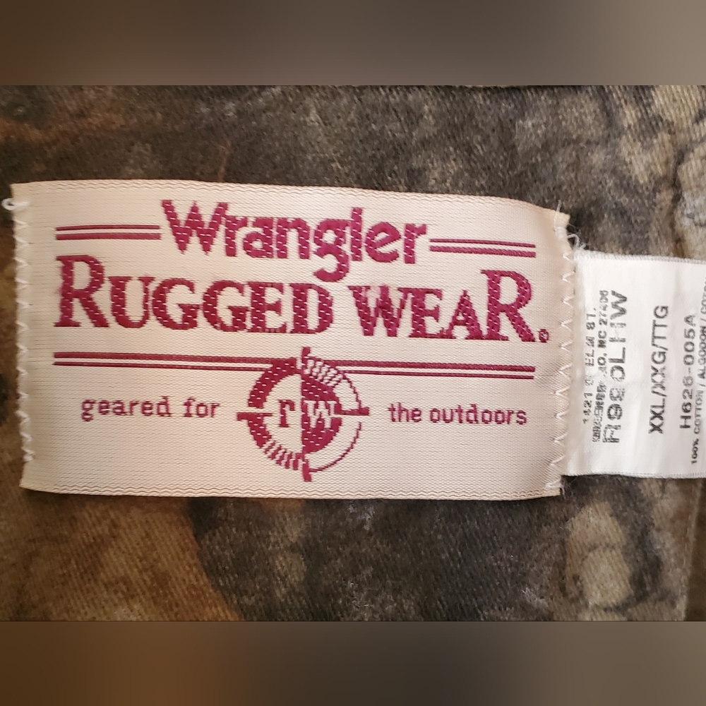 Wrangler Rugged Wear Heavyweight Realtree Hardwoods Camo Hunting Shirt XXL - Picture 2 of 12